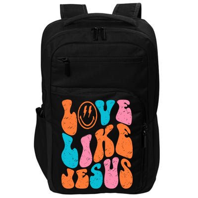 Retro Love Like Jesus Smiling Face Christian Religious Faith Impact Tech Backpack