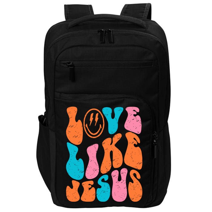 Retro Love Like Jesus Smiling Face Christian Religious Faith Impact Tech Backpack