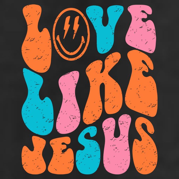 Retro Love Like Jesus Smiling Face Christian Religious Faith Beanie