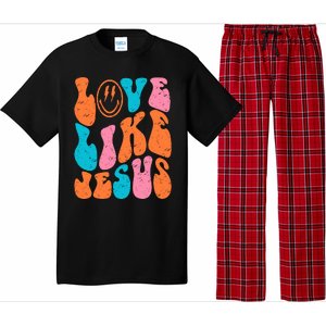 Retro Love Like Jesus Smiling Face Christian Religious Faith Pajama Set