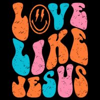 Retro Love Like Jesus Smiling Face Christian Religious Faith 16 in Basic Backpack