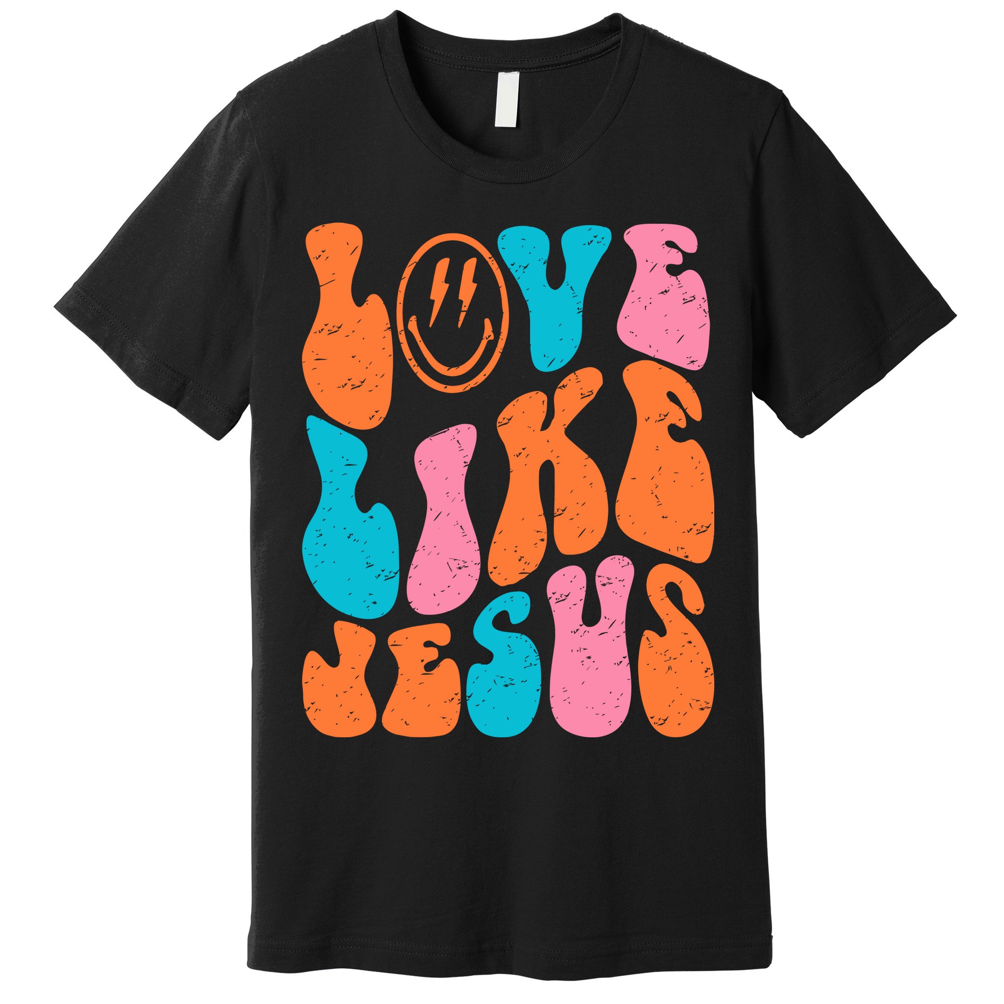 Retro Love Like Jesus Smiling Face Christian Religious Faith Premium T-Shirt