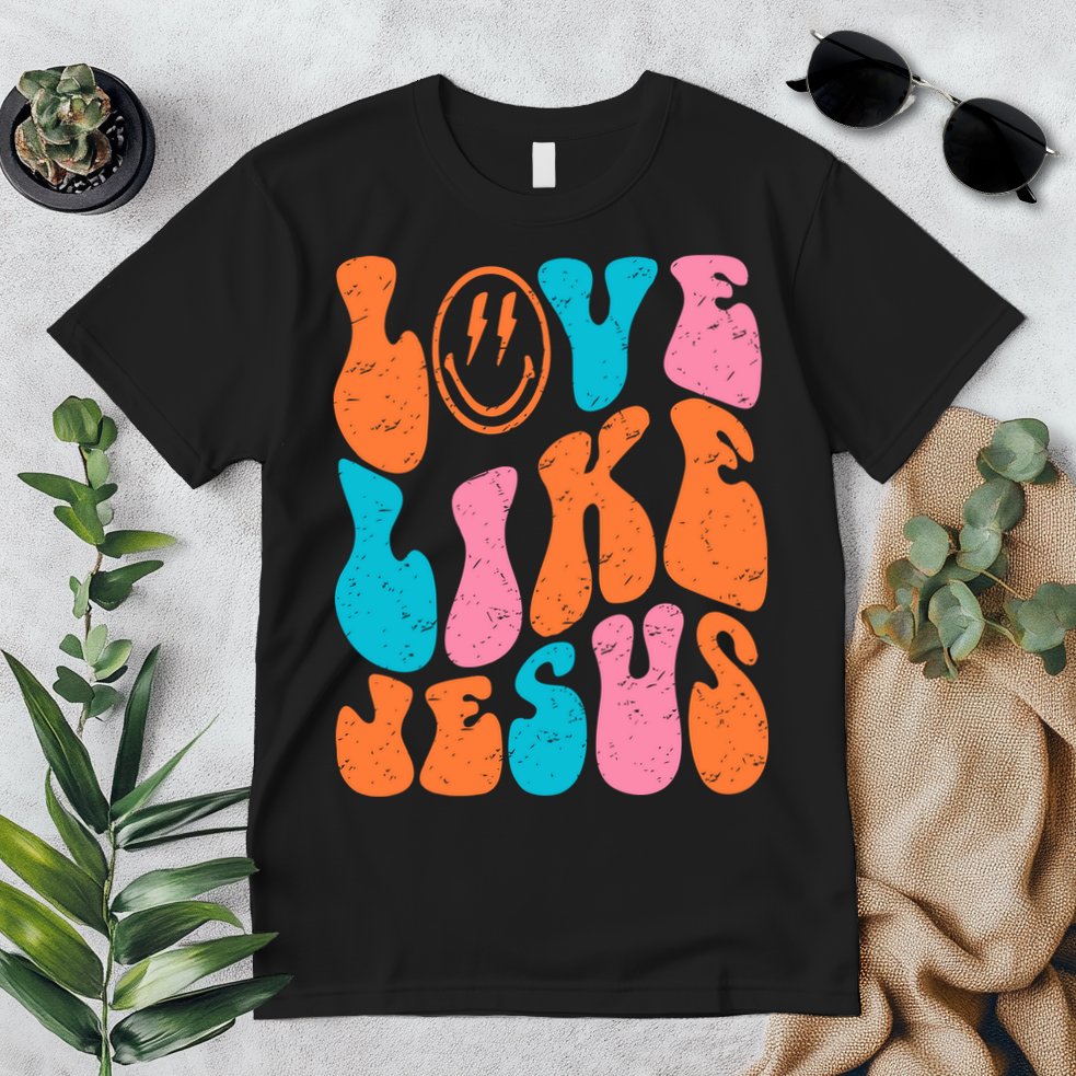 Retro Love Like Jesus Smiling Face Christian Religious Faith Premium T-Shirt