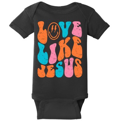 Retro Love Like Jesus Smiling Face Christian Religious Faith Baby Bodysuit