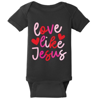 Retro Love Like Jesus Coquette Heart Bow Baby Bodysuit