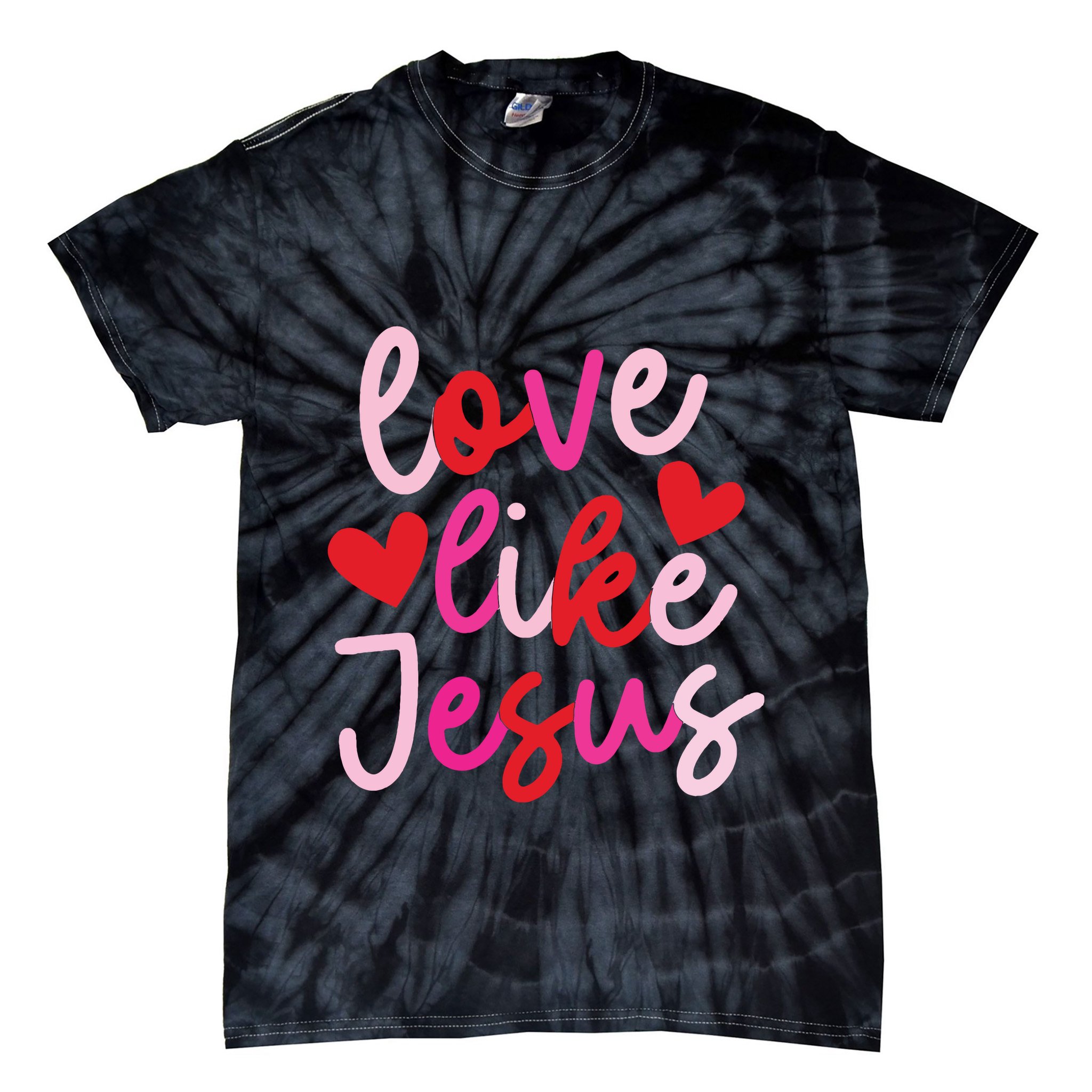 Retro Love Like Jesus Coquette Heart Bow Tie-Dye T-Shirt