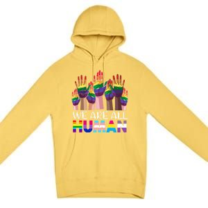 Rainbow Lgbt Lgbtq We Are All Hu Pride Gift Premium Pullover Hoodie