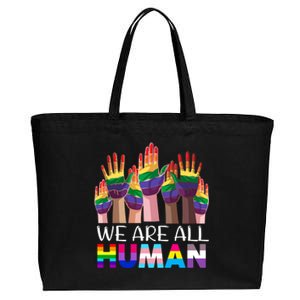 Rainbow Lgbt Lgbtq We Are All Hu Pride Gift Cotton Canvas Jumbo Tote