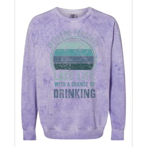 Retro Lake Life Apparel Lake Lover Weekend Forecast Drinking Colorblast Crewneck Sweatshirt