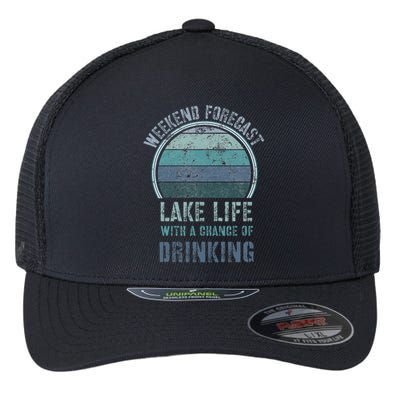 Retro Lake Life Apparel Lake Lover Weekend Forecast Drinking Flexfit Unipanel Trucker Cap