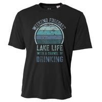 Retro Lake Life Apparel Lake Lover Weekend Forecast Drinking Cooling Performance Crew T-Shirt