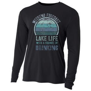 Retro Lake Life Apparel Lake Lover Weekend Forecast Drinking Cooling Performance Long Sleeve Crew