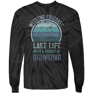 Retro Lake Life Apparel Lake Lover Weekend Forecast Drinking Tie-Dye Long Sleeve Shirt