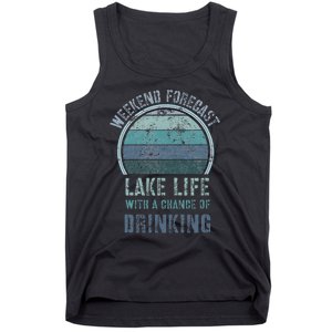 Retro Lake Life Apparel Lake Lover Weekend Forecast Drinking Tank Top