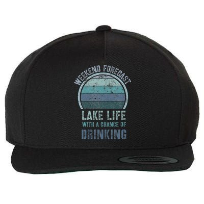 Retro Lake Life Apparel Lake Lover Weekend Forecast Drinking Wool Snapback Cap