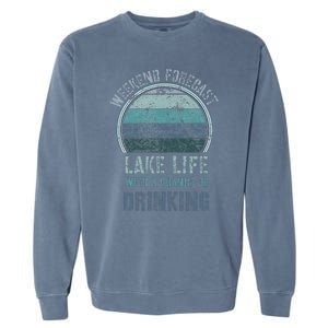 Retro Lake Life Apparel Lake Lover Weekend Forecast Drinking Garment-Dyed Sweatshirt