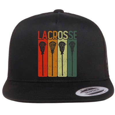 Retro Lax Lacross Stick Women Lacrosse Player Flat Bill Trucker Hat