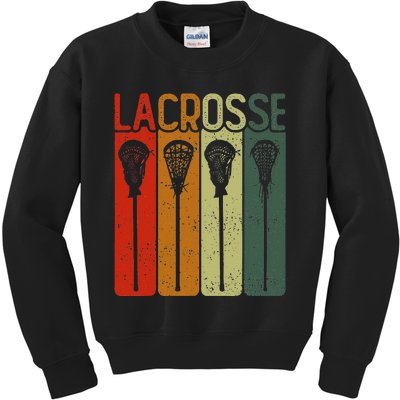 Retro Lax Lacross Stick Women Lacrosse Player Kids Sweatshirt