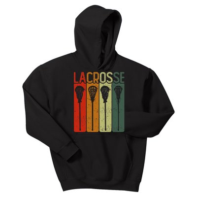 Retro Lax Lacross Stick Women Lacrosse Player Kids Hoodie