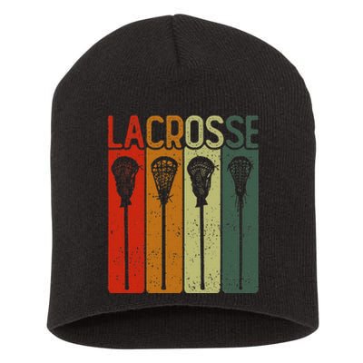 Retro Lax Lacross Stick Women Lacrosse Player Short Acrylic Beanie