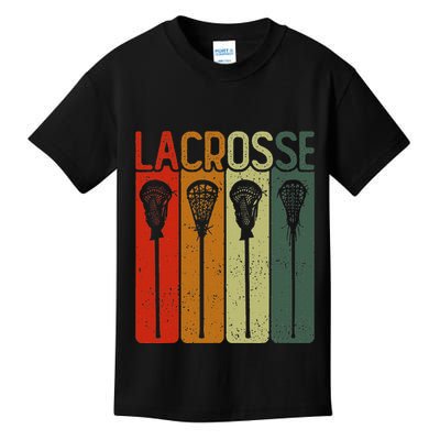 Retro Lax Lacross Stick Women Lacrosse Player Kids T-Shirt
