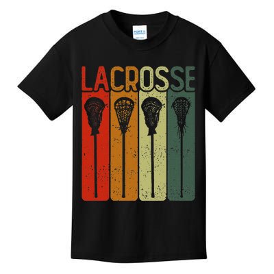 Retro Lax Lacross Stick Women Lacrosse Player Kids T-Shirt