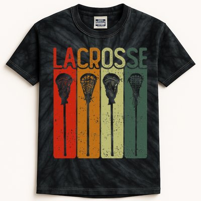 Retro Lax Lacross Stick Women Lacrosse Player Kids Tie-Dye T-Shirt