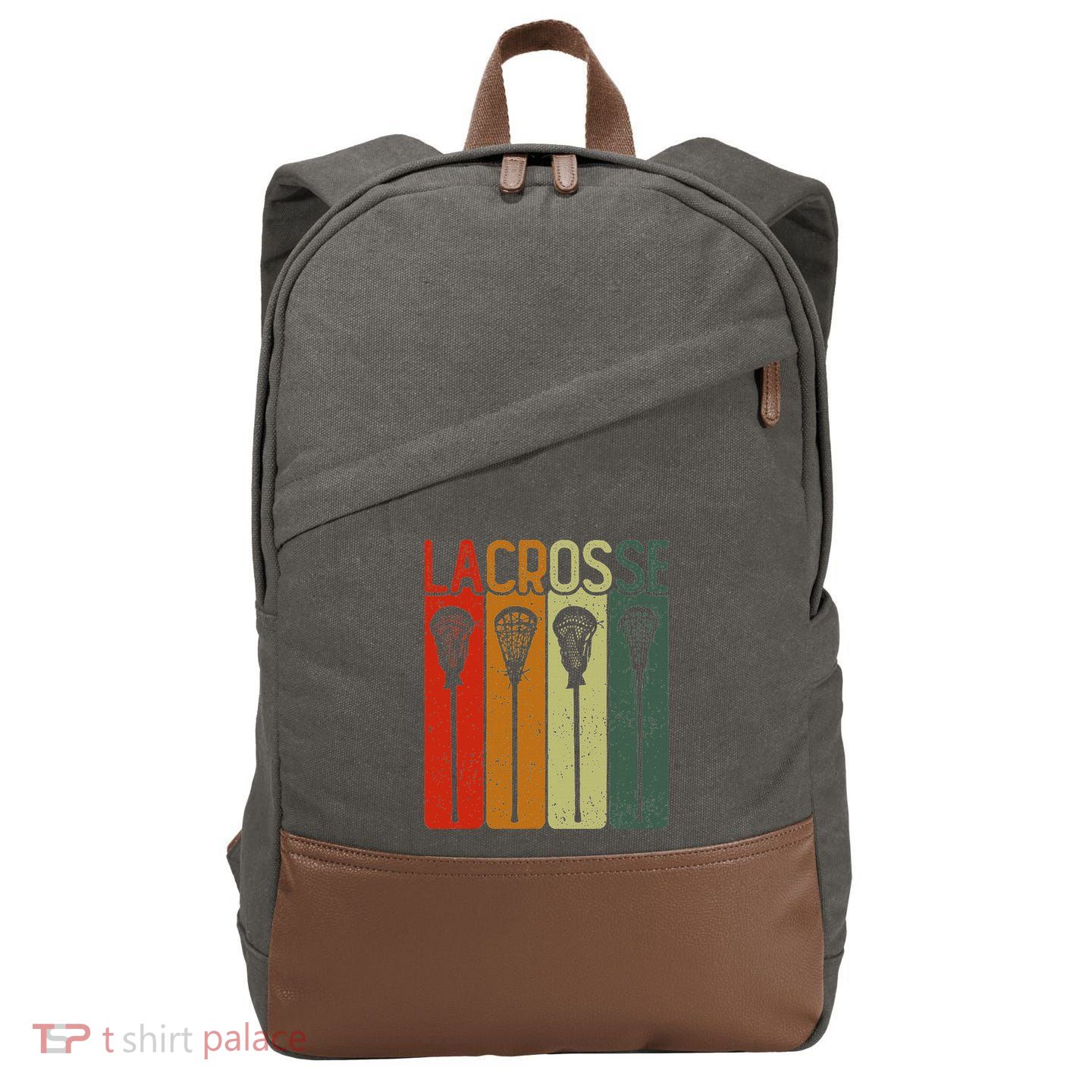 Retro Lax Lacross Stick Women Lacrosse Player Cotton Canvas Backpack