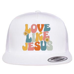 Retro Love Like Jesus Flat Bill Trucker Hat