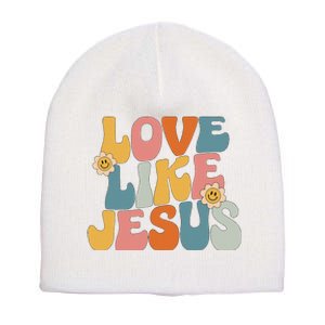 Retro Love Like Jesus Short Acrylic Beanie