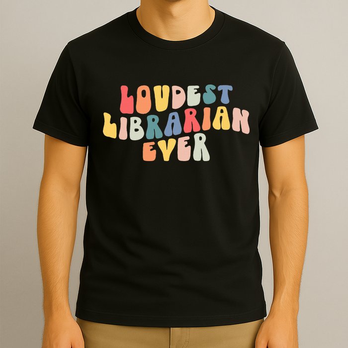 Retro Loudest Librarian Ever Funny School Librarian Gifts T-Shirt