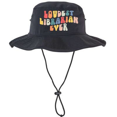 Retro Loudest Librarian Ever Funny School Librarian Gifts Bucket Hat