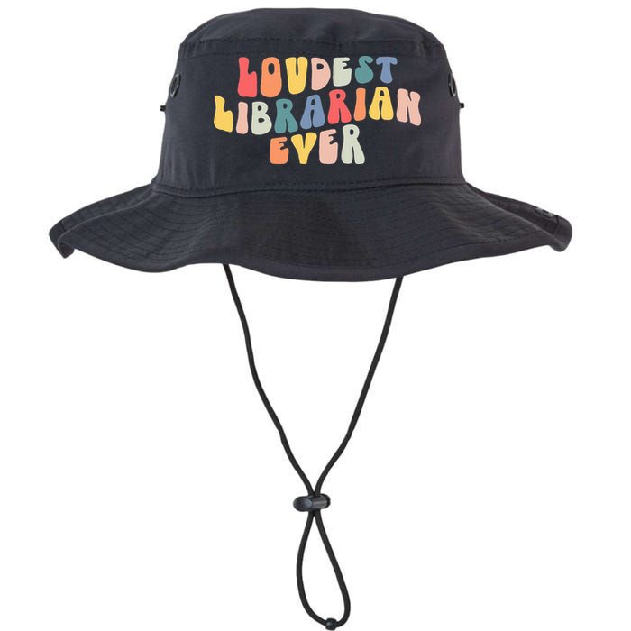 Retro Loudest Librarian Ever Funny School Librarian Gifts Bucket Hat