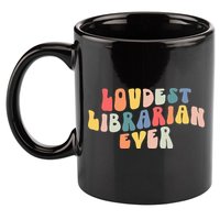Retro Loudest Librarian Ever Funny School Librarian Gifts 11oz C Handle Ceramic Mug