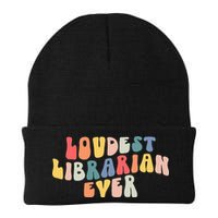 Retro Loudest Librarian Ever Funny School Librarian Gifts Beanie