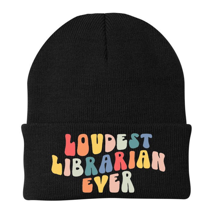 Retro Loudest Librarian Ever Funny School Librarian Gifts Beanie