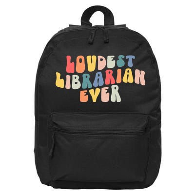 Retro Loudest Librarian Ever Funny School Librarian Gifts 16 in Basic Backpack