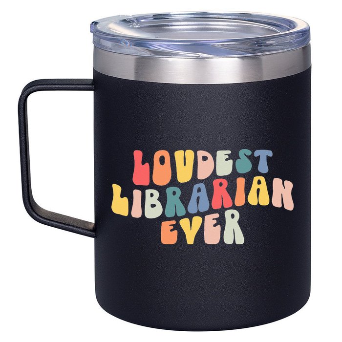 Retro Loudest Librarian Ever Funny School Librarian Gifts 12oz Stainless Steel Coffee Mug