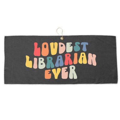 Retro Loudest Librarian Ever Funny School Librarian Gifts Large Microfiber Waffle Golf Towel