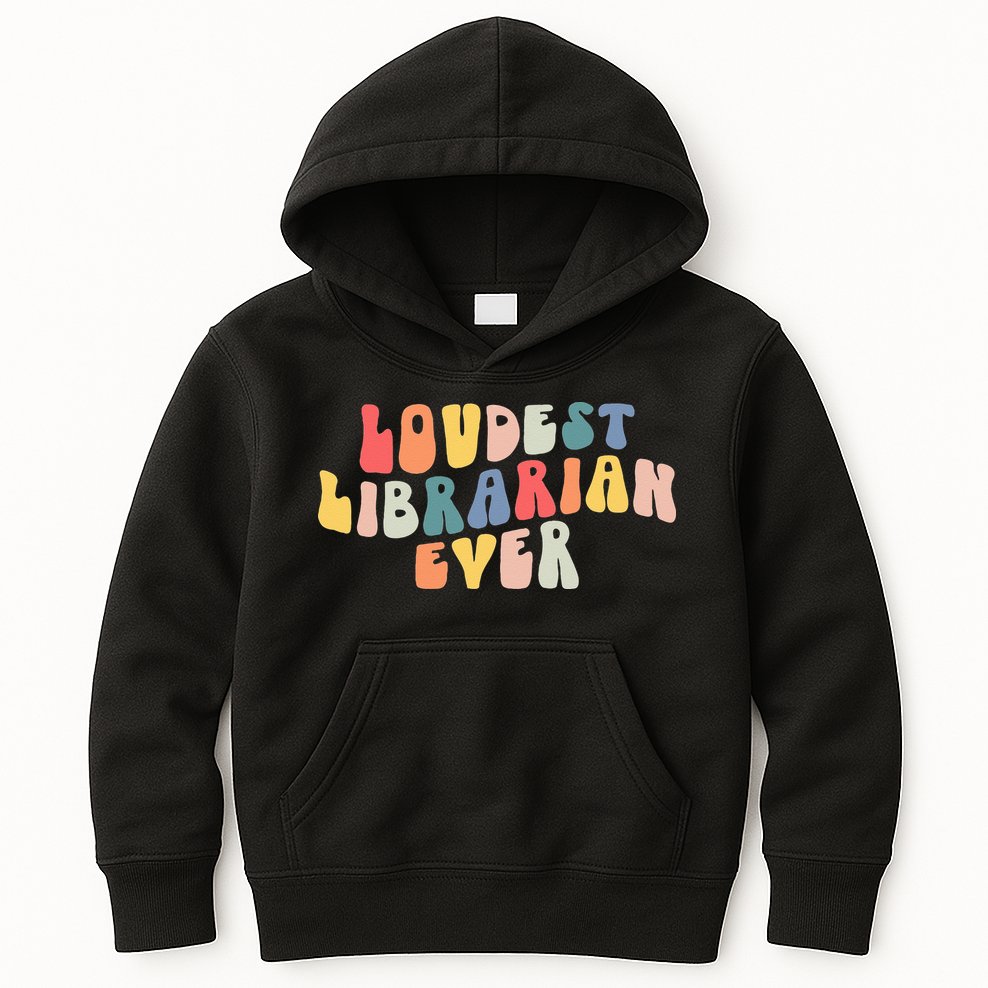 Retro Loudest Librarian Ever Funny School Librarian Gifts Kids Hoodie