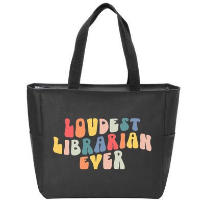 Retro Loudest Librarian Ever Funny School Librarian Gifts Zip Tote Bag