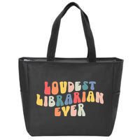 Retro Loudest Librarian Ever Funny School Librarian Gifts Zip Tote Bag