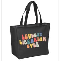 Retro Loudest Librarian Ever Funny School Librarian Gifts Zip Tote Bag