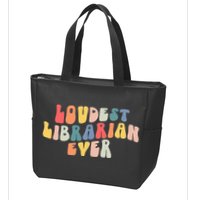 Retro Loudest Librarian Ever Funny School Librarian Gifts Zip Tote Bag