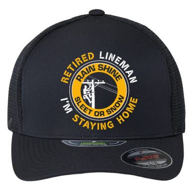 Retired Lineman Lineworker Power Lineman Retirement Flexfit Unipanel Trucker Cap