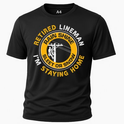 Retired Lineman Lineworker Power Lineman Retirement Cooling Performance Crew T-Shirt