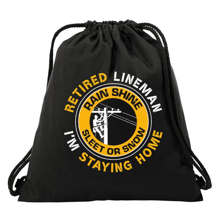 Retired Lineman Lineworker Power Lineman Retirement Drawstring Bag
