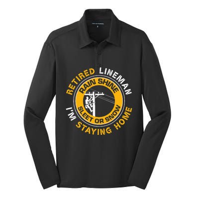 Retired Lineman Lineworker Power Lineman Retirement Silk Touch Performance Long Sleeve Polo