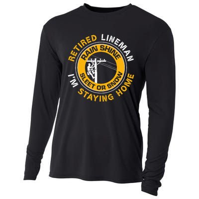 Retired Lineman Lineworker Power Lineman Retirement Cooling Performance Long Sleeve Crew