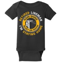 Retired Lineman Lineworker Power Lineman Retirement Baby Bodysuit